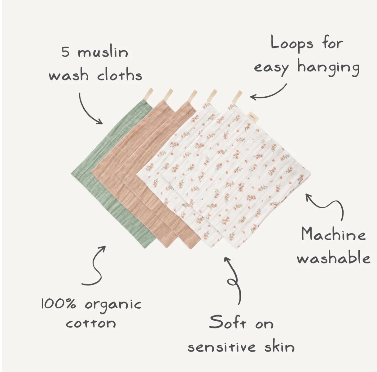 חמישיית חיתולי רחצה Mushie| בלאש קיימברידג׳ פרחים