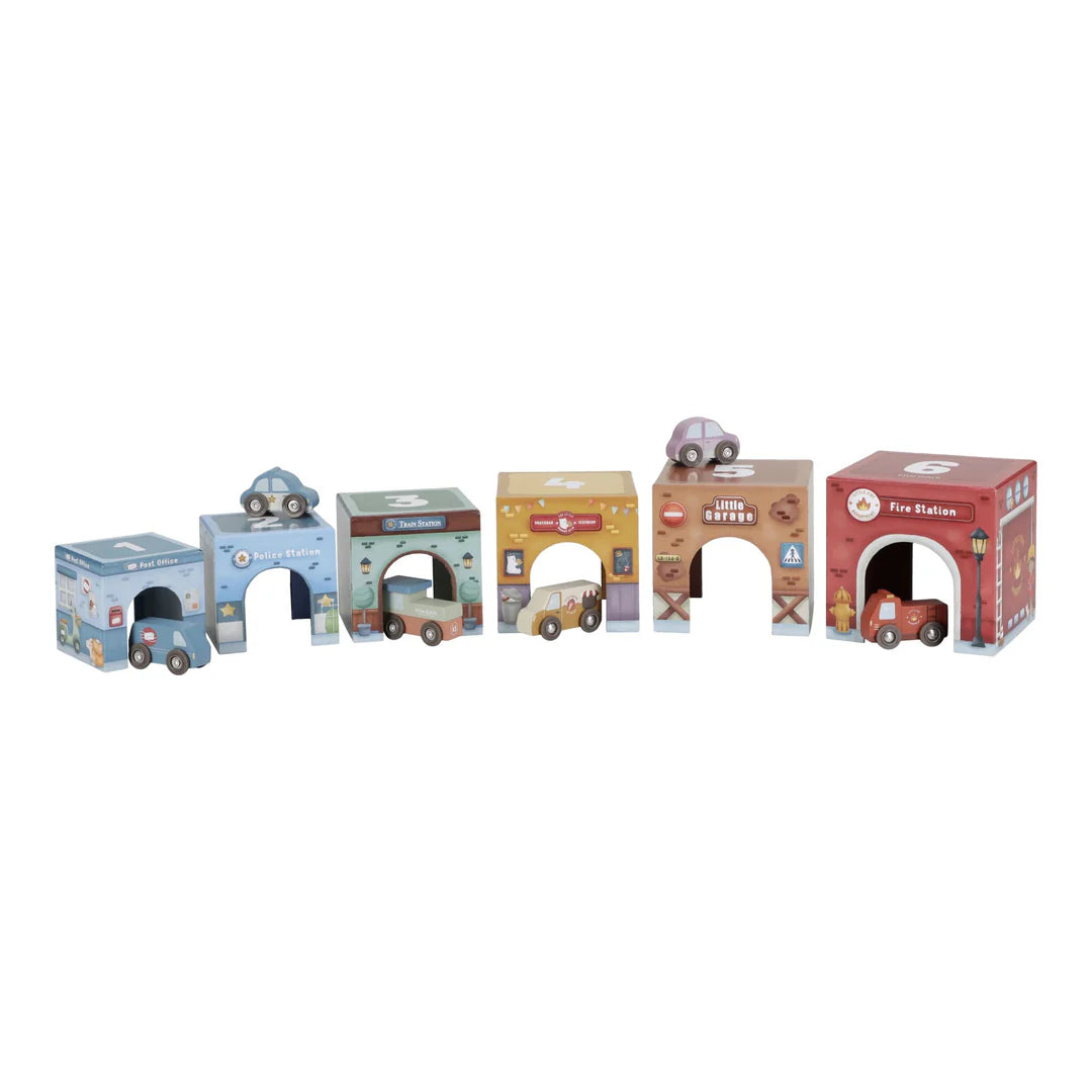 קוביות בנייה עם רכבים Little Dutch