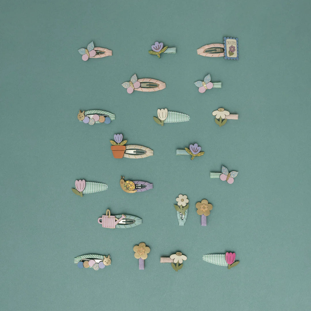 סט 5 סיכות שיער פרחים וחרקים hair clips mini beasts Mimi&Lula