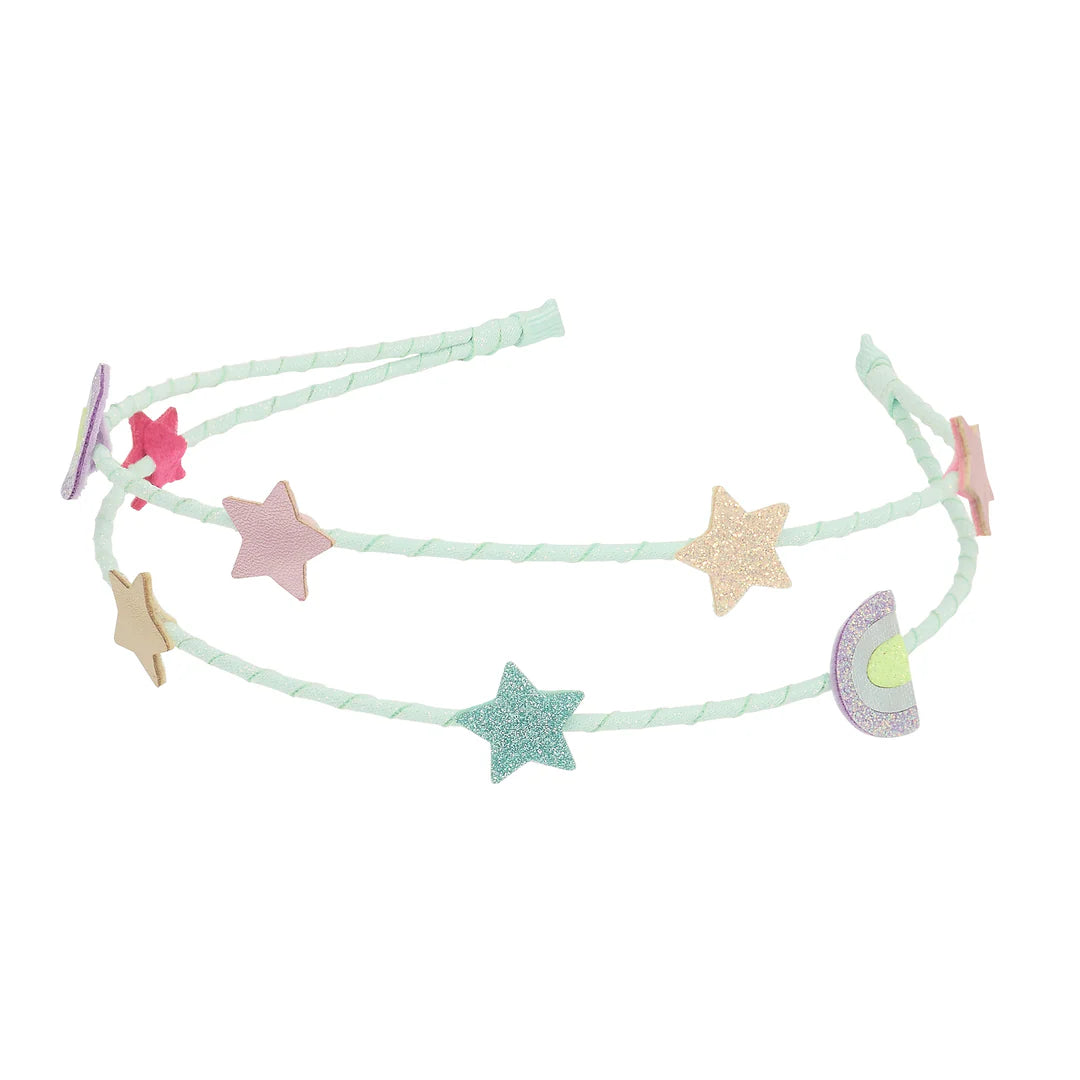 קשת שיער כפולה כוכבים וקשת בענן Rainbow and star double headband Mimi&Lula