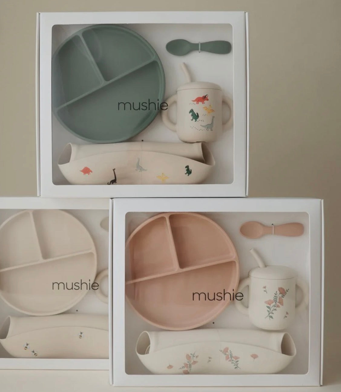 ערכת האכלה מסיליקון | פרחים ורודים Mushie