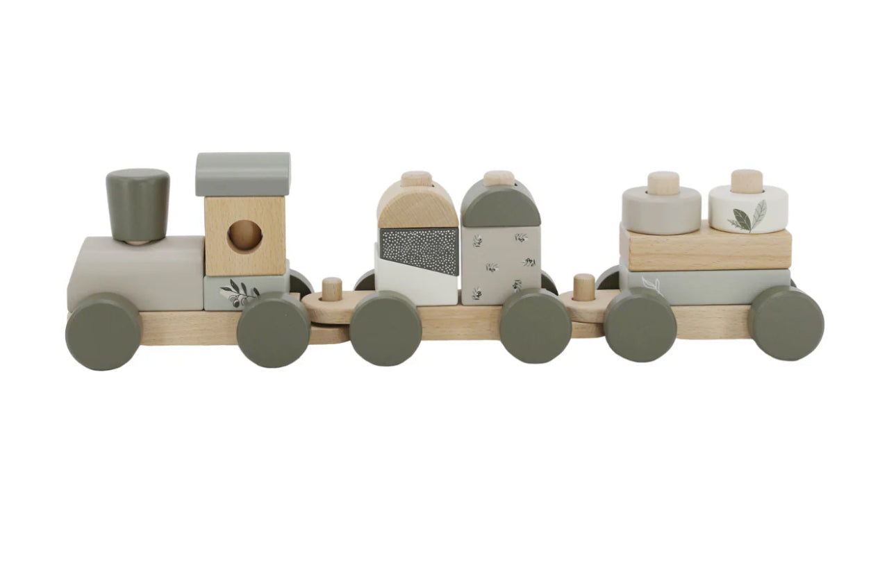 רכבת קוביות עץ| ירוק זית
