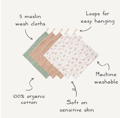 חמישיית חיתולי רחצה Mushie| בלאש קיימברידג׳ פרחים