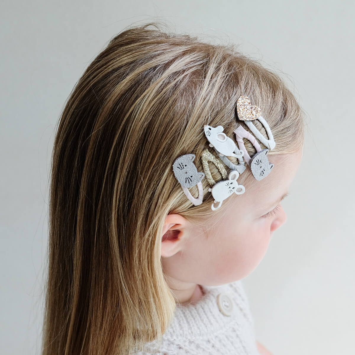 סט 5 סיכות קטנות חתול עכבר  Cat & Mouse Hair Clips Mimi&Lula