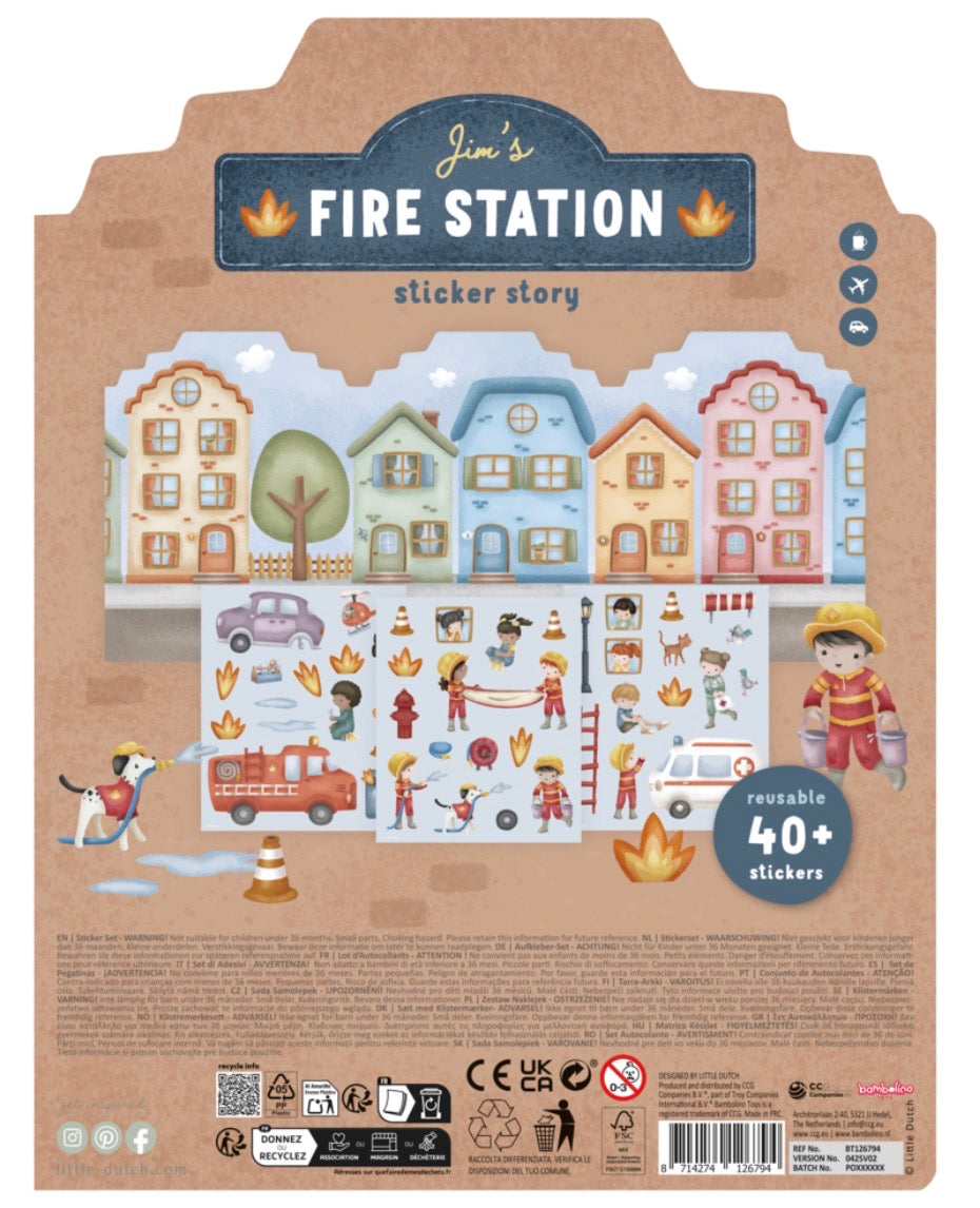 סט מדבקות רב פעמיות | תחנת כיבוי אש Little Dutch