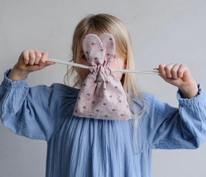 סט מתנה נרתיק ארנב ורוד אביזרי שיער bunny shaped pouch gift set Mimi&Lula