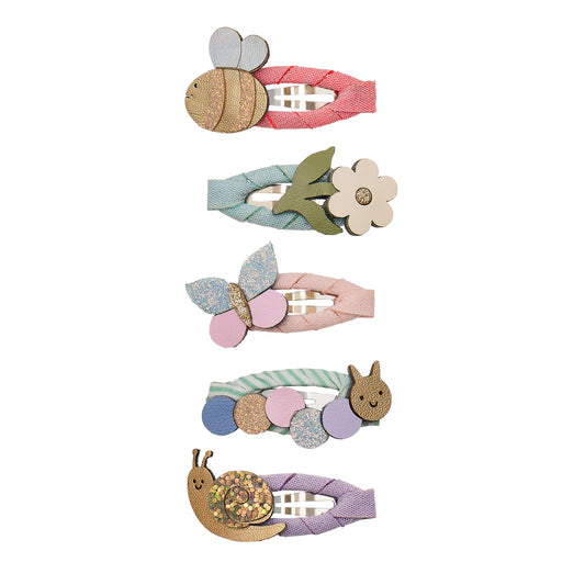 סט 5 סיכות שיער פרחים וחרקים hair clips mini beasts Mimi&Lula