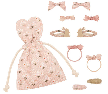 סט מתנה נרתיק ארנב ורוד אביזרי שיער bunny shaped pouch gift set Mimi&Lula