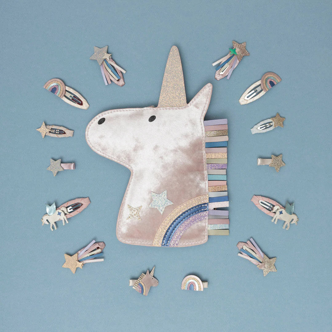 סט 5 סיכות שיער נוצצות חד קרן Celeste Unicorn Mini hair clips Mimi&Lula