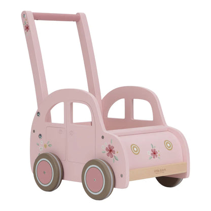 עגלת עץ צבע ורוד Little Dutch