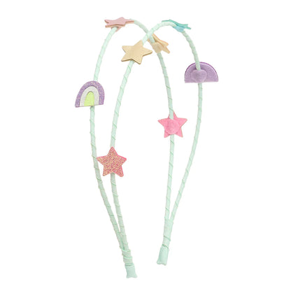 קשת שיער כפולה כוכבים וקשת בענן Rainbow and star double headband Mimi&Lula