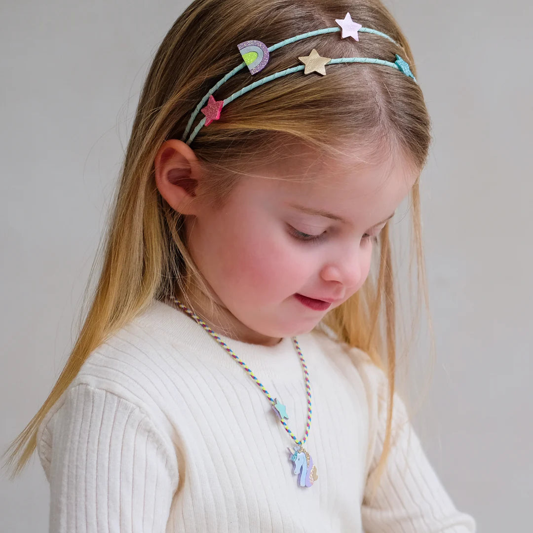 קשת שיער כפולה כוכבים וקשת בענן Rainbow and star double headband Mimi&Lula