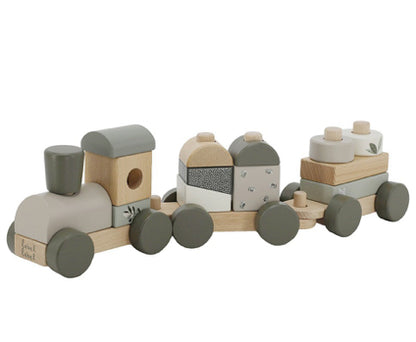 רכבת קוביות עץ| ירוק זית