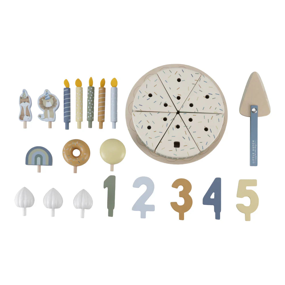 עוגת יום הולדת מעץ 26 חלקים|כחול Little Dutch