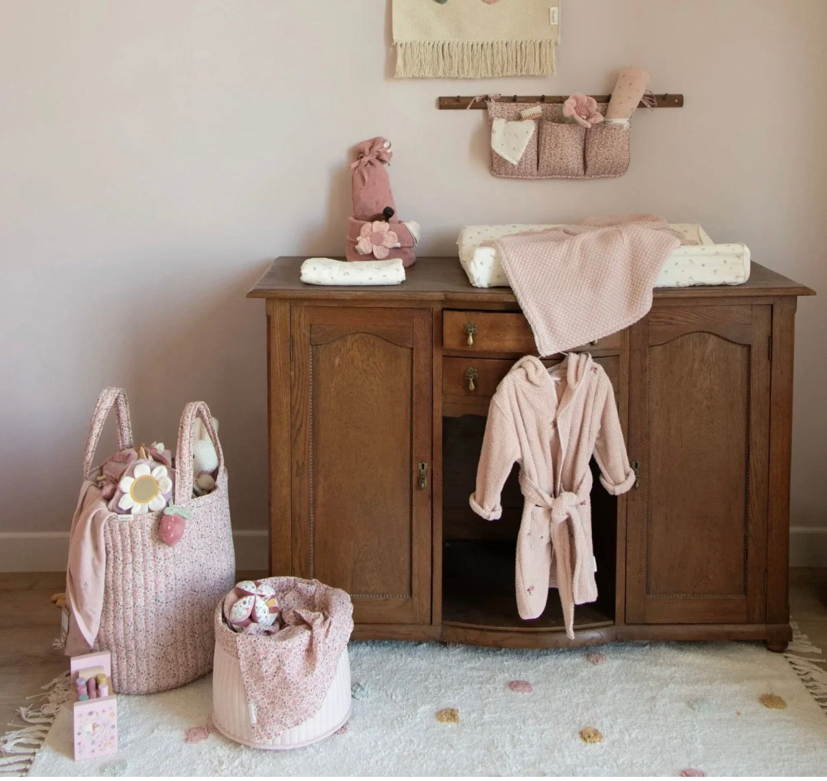 XL סל אחסון| pink floral little dutch