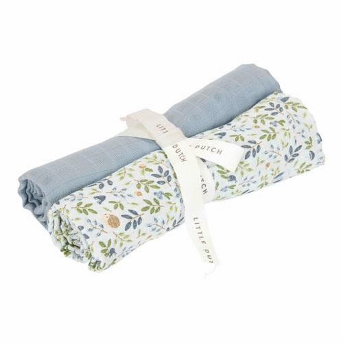חיתולי טטרה מוסלין 70X70 ס״מ | forest adventures and denim blue Little Dutch