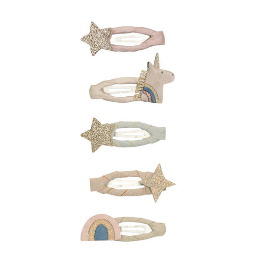 סט 5 סיכות שיער נוצצות חד קרן Celeste Unicorn Mini hair clips Mimi&Lula
