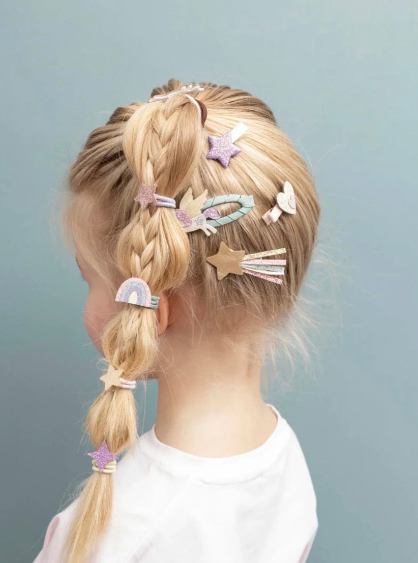סט 8 גומיות קטנות כוכבים וקשתות rainbow&stars mini hair ponies Mimi&Lula