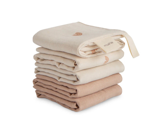 חמישיית חיתולי רחצה Mushie| נטורל שיש ריינבו׳