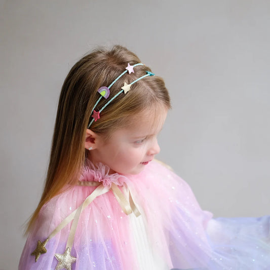 קשת שיער כפולה כוכבים וקשת בענן Rainbow and star double headband Mimi&Lula
