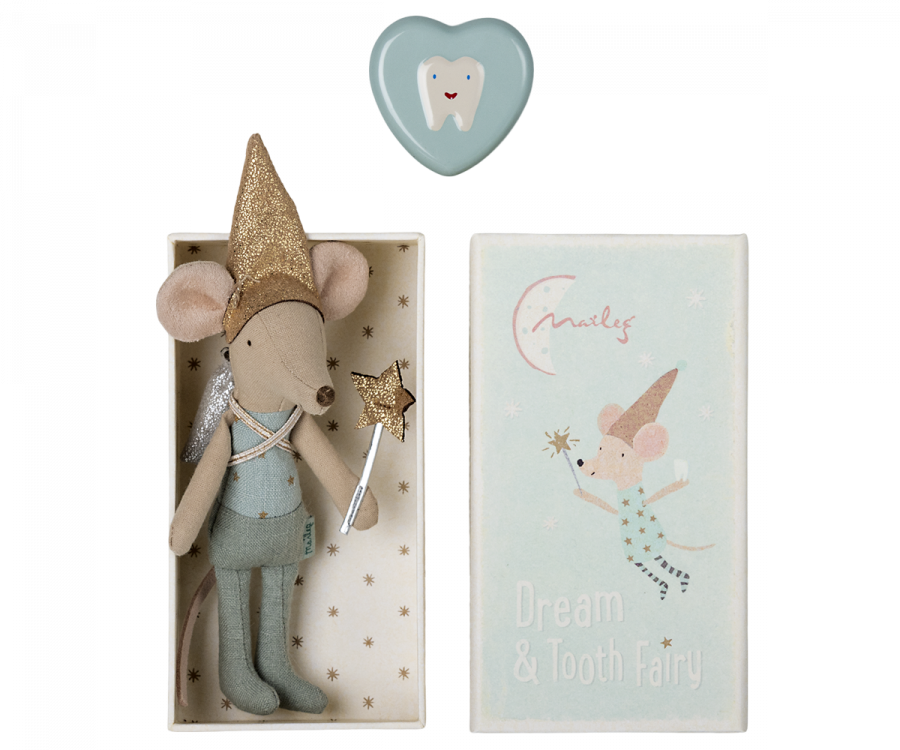 Maileg Tooth fairy mouse in matchbox |Blue