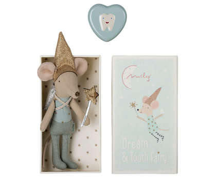 Maileg Tooth fairy mouse in matchbox |Blue