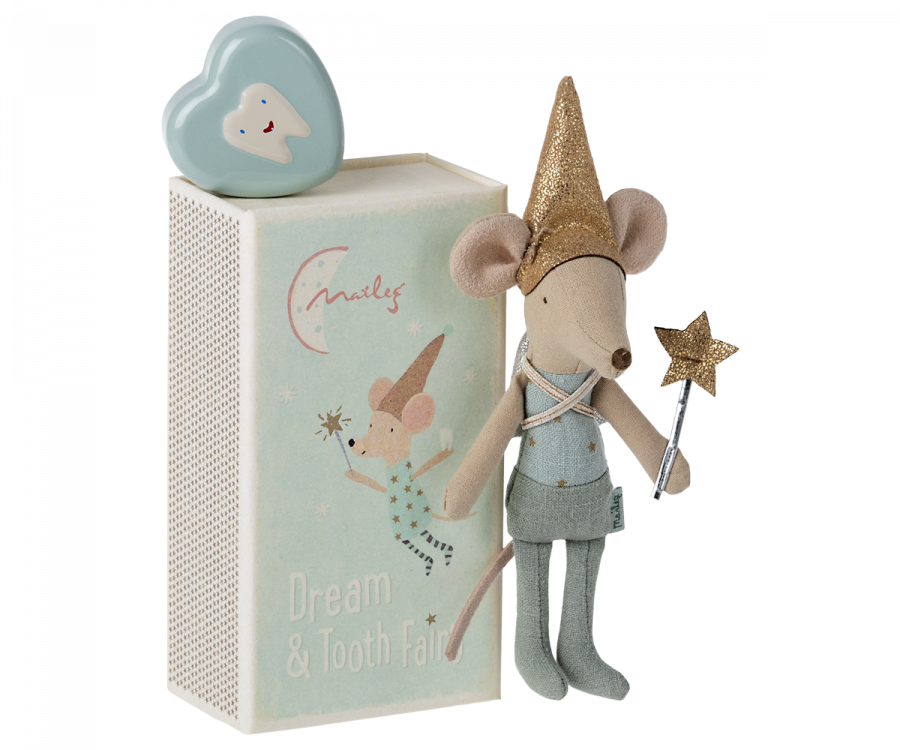Maileg Tooth fairy mouse in matchbox |Blue