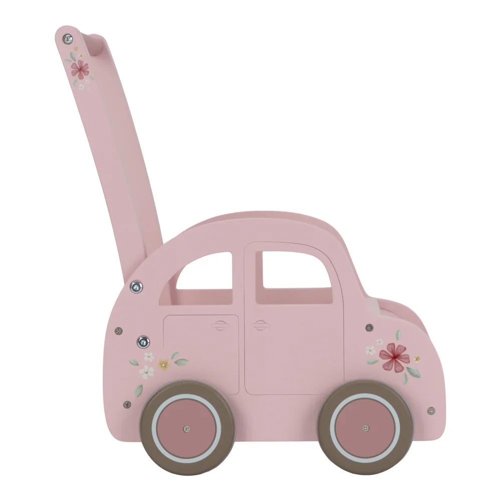 עגלת עץ צבע ורוד Little Dutch