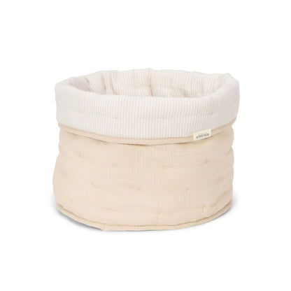 סל אחסון קטן | Quilted Storage Basket  Small Beige Stripes