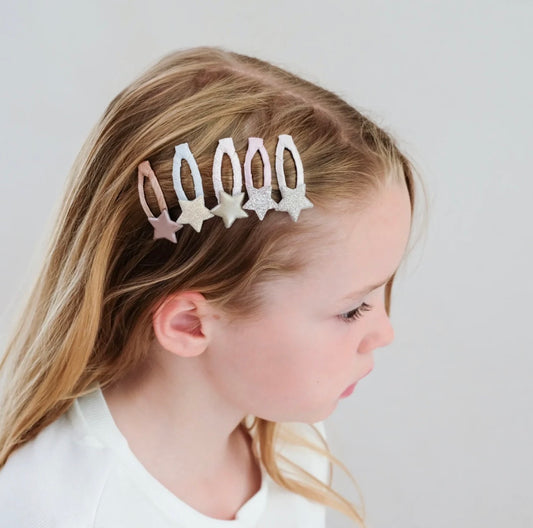 סט 5 סיכות קטנות לשיער כוכבי זהב gold stars mini clips Mimi&Lula