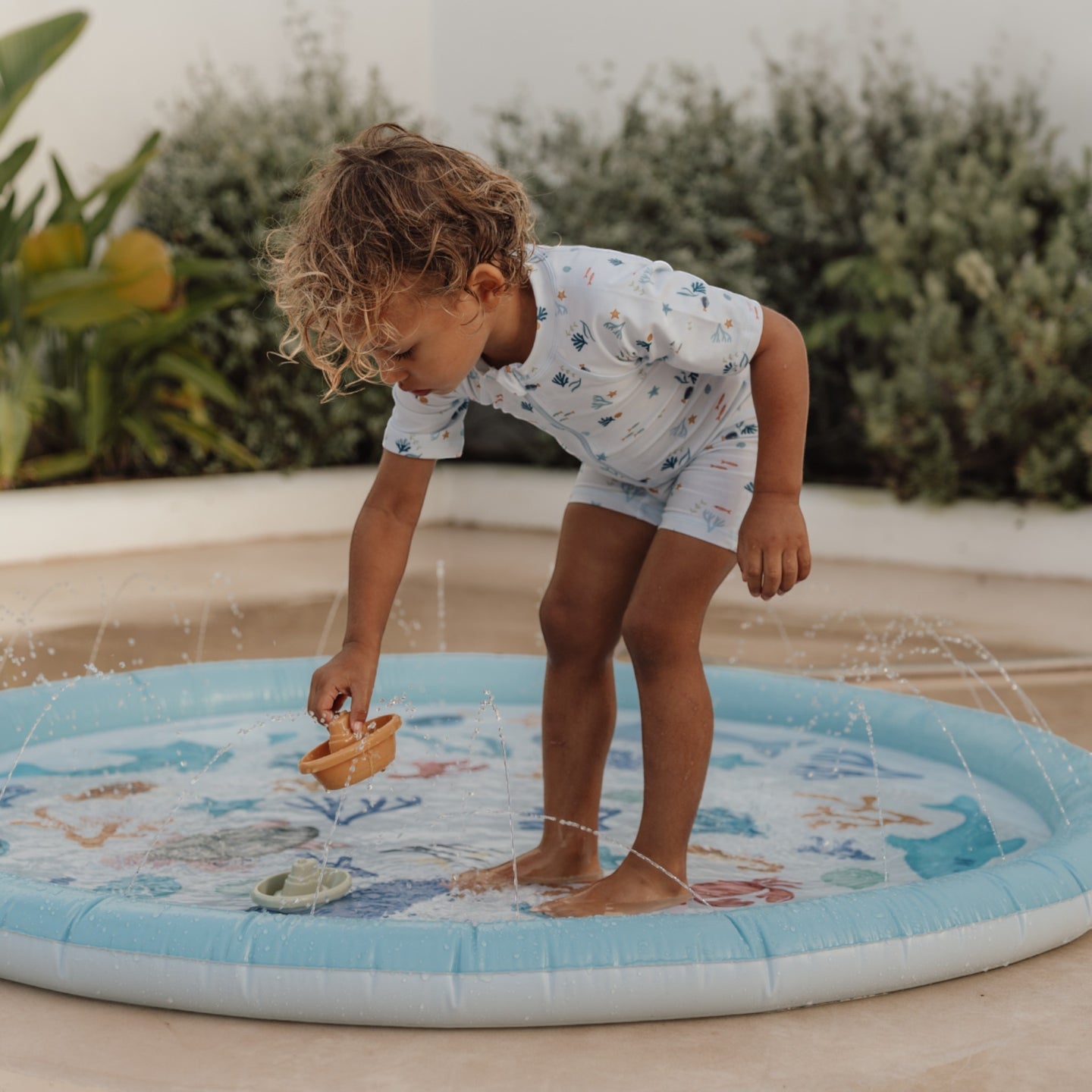 שטיח מים מזרקה Sprinkler Mat |  ocean dreams Blue Little Dutch