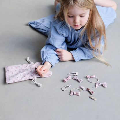 סט מתנה נרתיק ארנב ורוד אביזרי שיער bunny shaped pouch gift set Mimi&Lula
