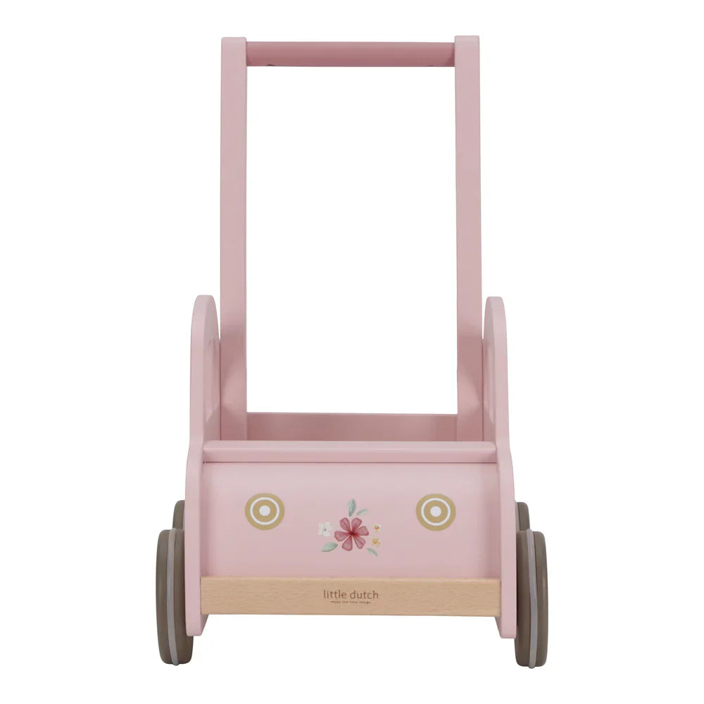 עגלת עץ צבע ורוד Little Dutch