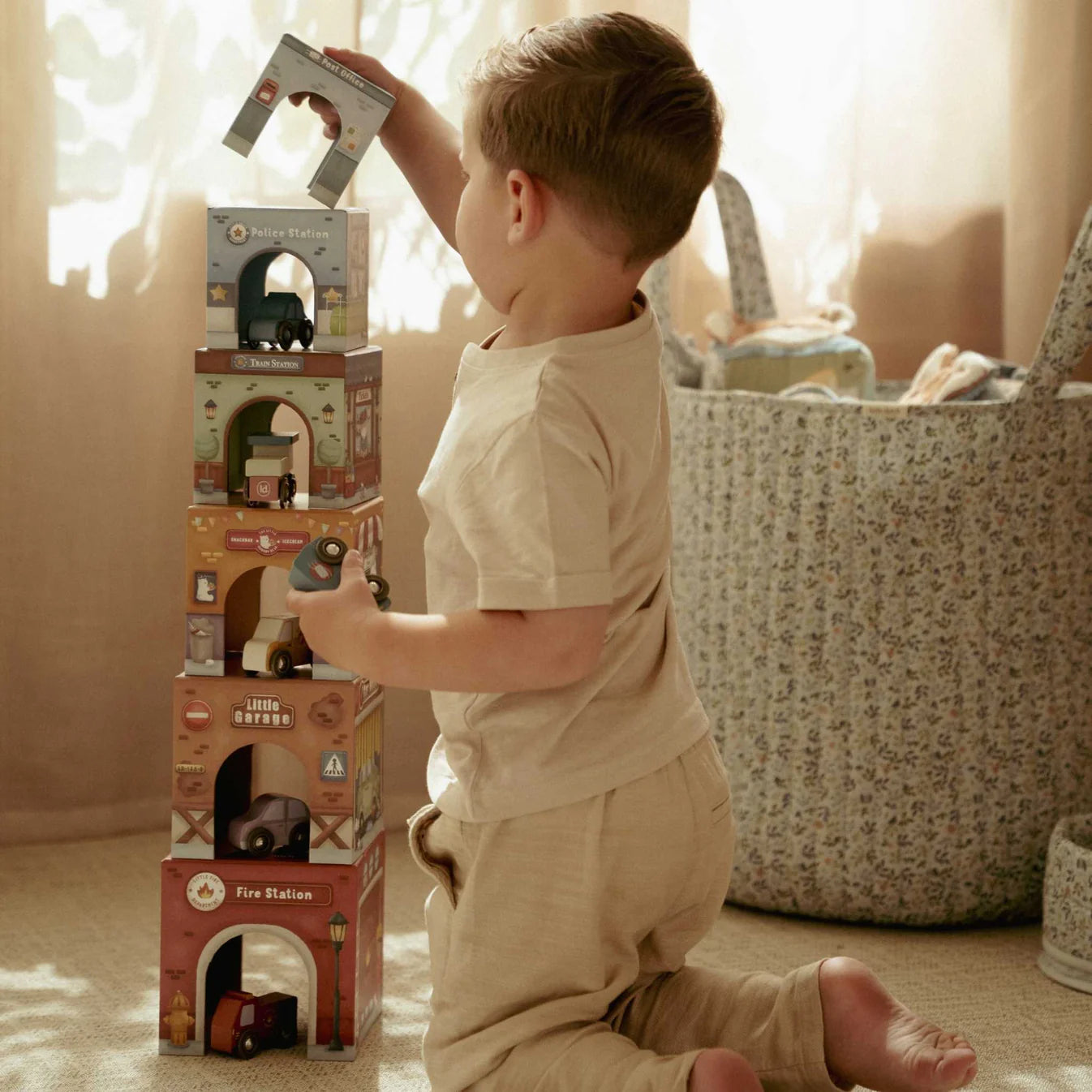 קוביות בנייה עם רכבים Little Dutch