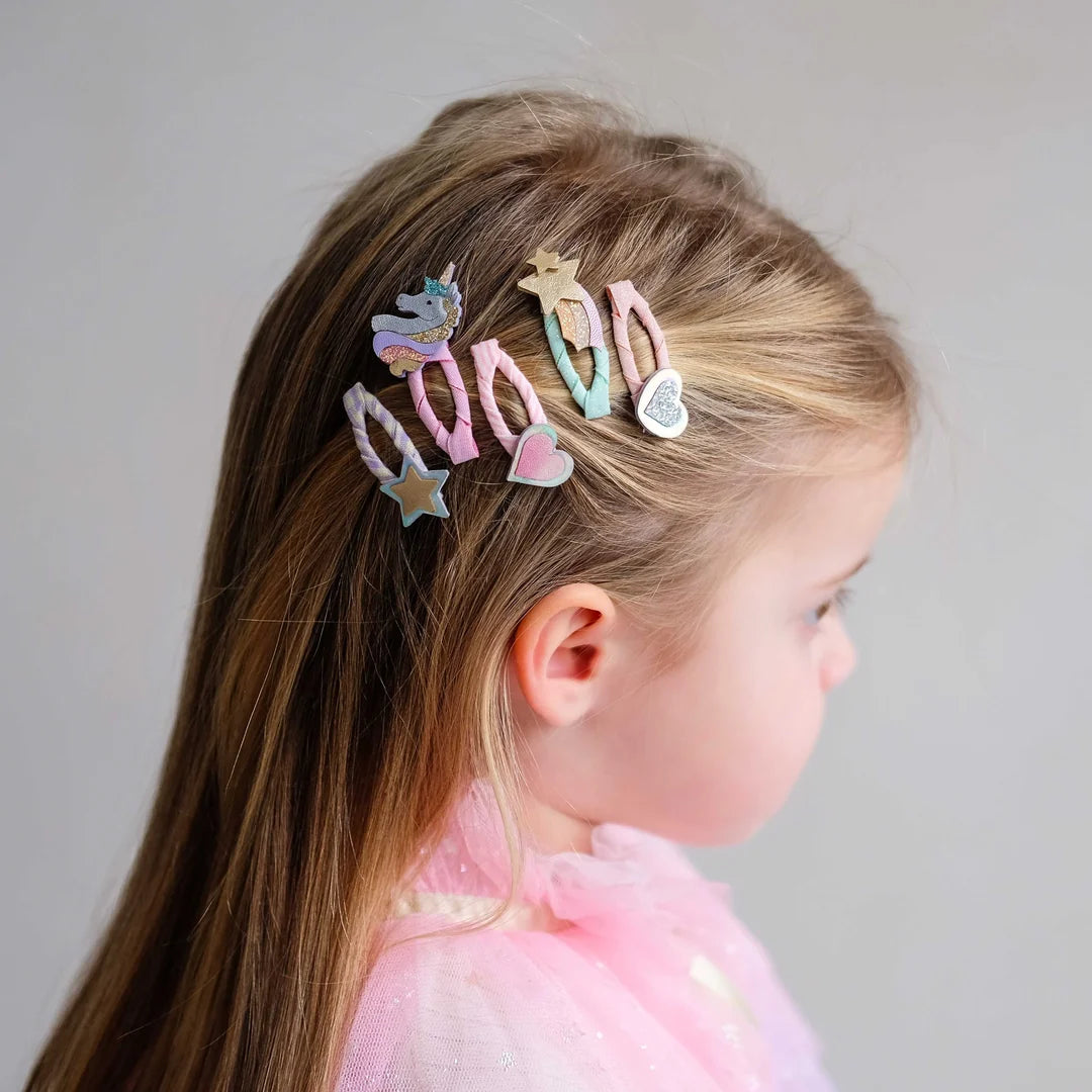 סט 5 סיכות שיער פסטל יוניקורן dreamy unicorn hair clips Mimi&Lula