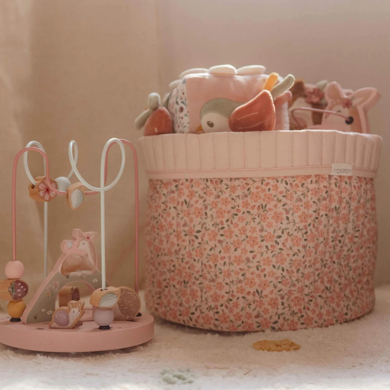 סל אחסון גדול | גן פיות Quilted Basket Large Fairy Floral Little Dutch