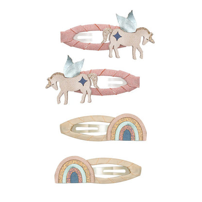 סט 4 סיכות לשיער חד קרן וקשת נוצצת Unicorn & Rainbow Hair Clips
Mimi&Lula