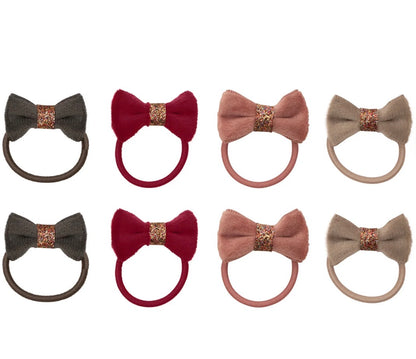 סט 8 גומיות שיער פפיונים קטיפה Velvet Bow Hair Ponies Mimi&Lula