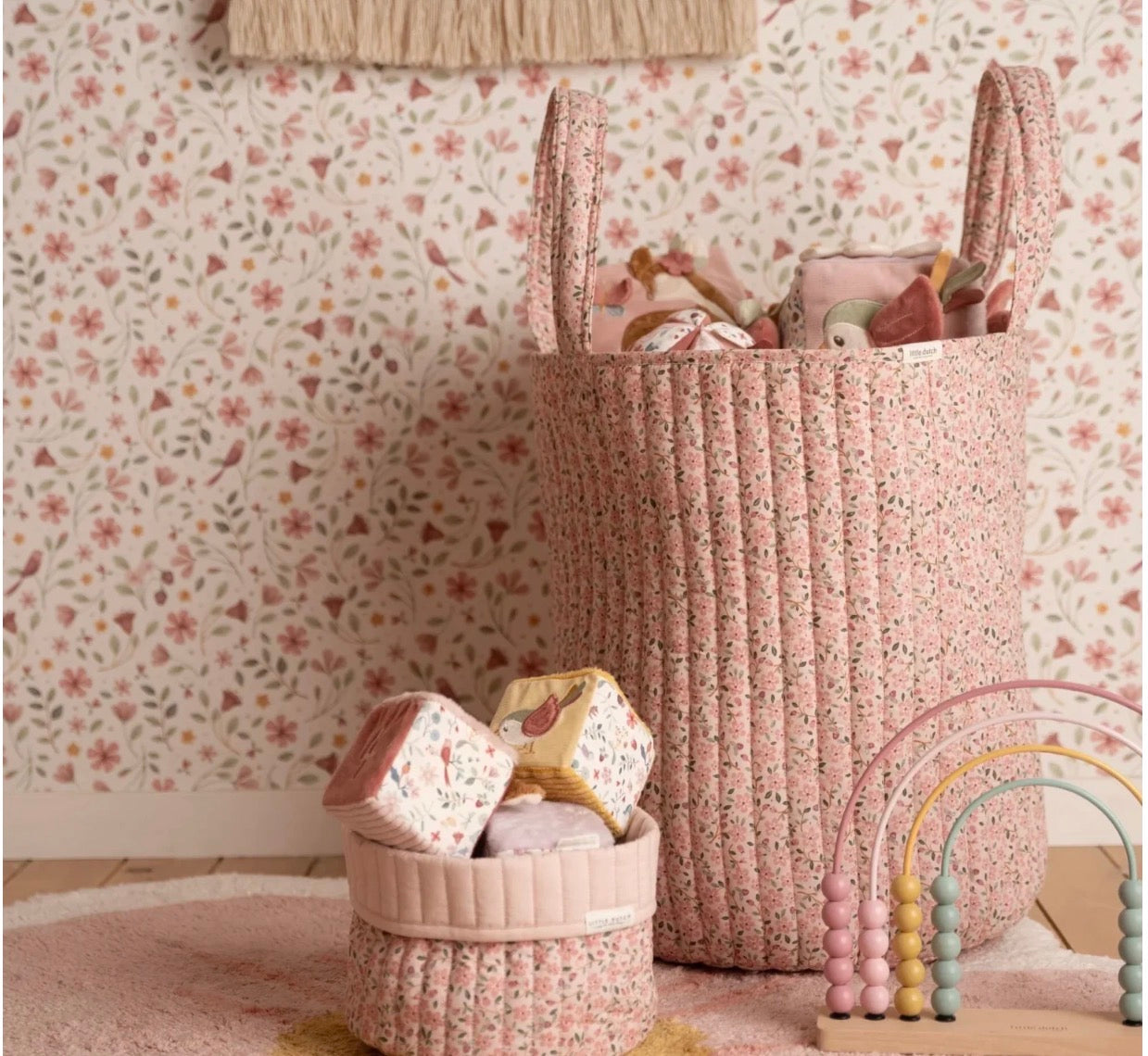 XL סל אחסון| pink floral little dutch