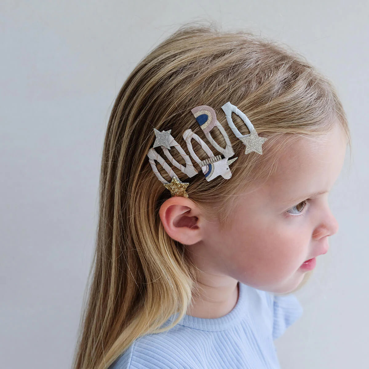 סט 5 סיכות שיער נוצצות חד קרן Celeste Unicorn Mini hair clips Mimi&Lula