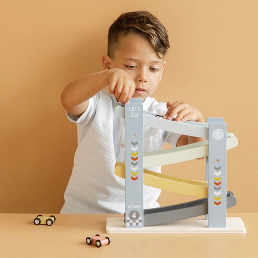 מכוניות מרוץ במסלול עץ| כחול Little Dutch