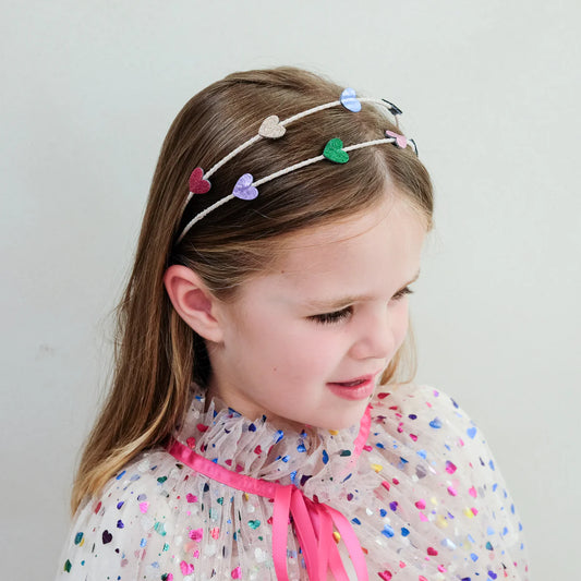 קשת שיער כפולה לבבות מנצנצים jazzy heart double headband Mimi&Lula
