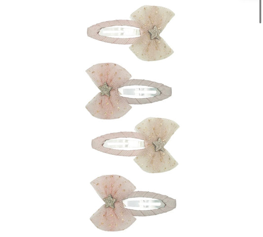 סט 4 סיכות שיער פפיון פיות fairy bow clips Mimi&Lula