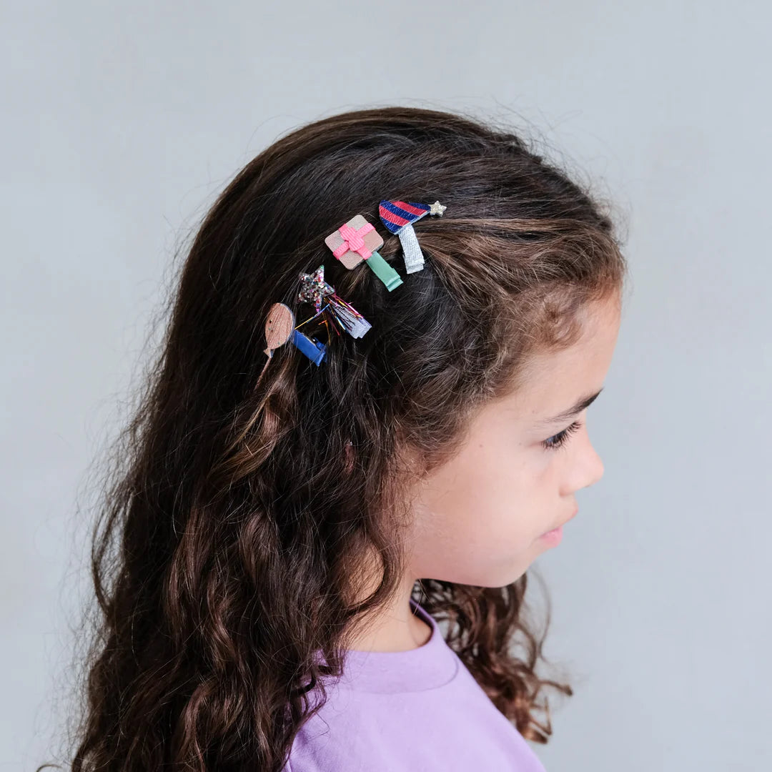 סט 8 סיכות לשיער יום הולדת Birthday party mini clips Mimi&Lula