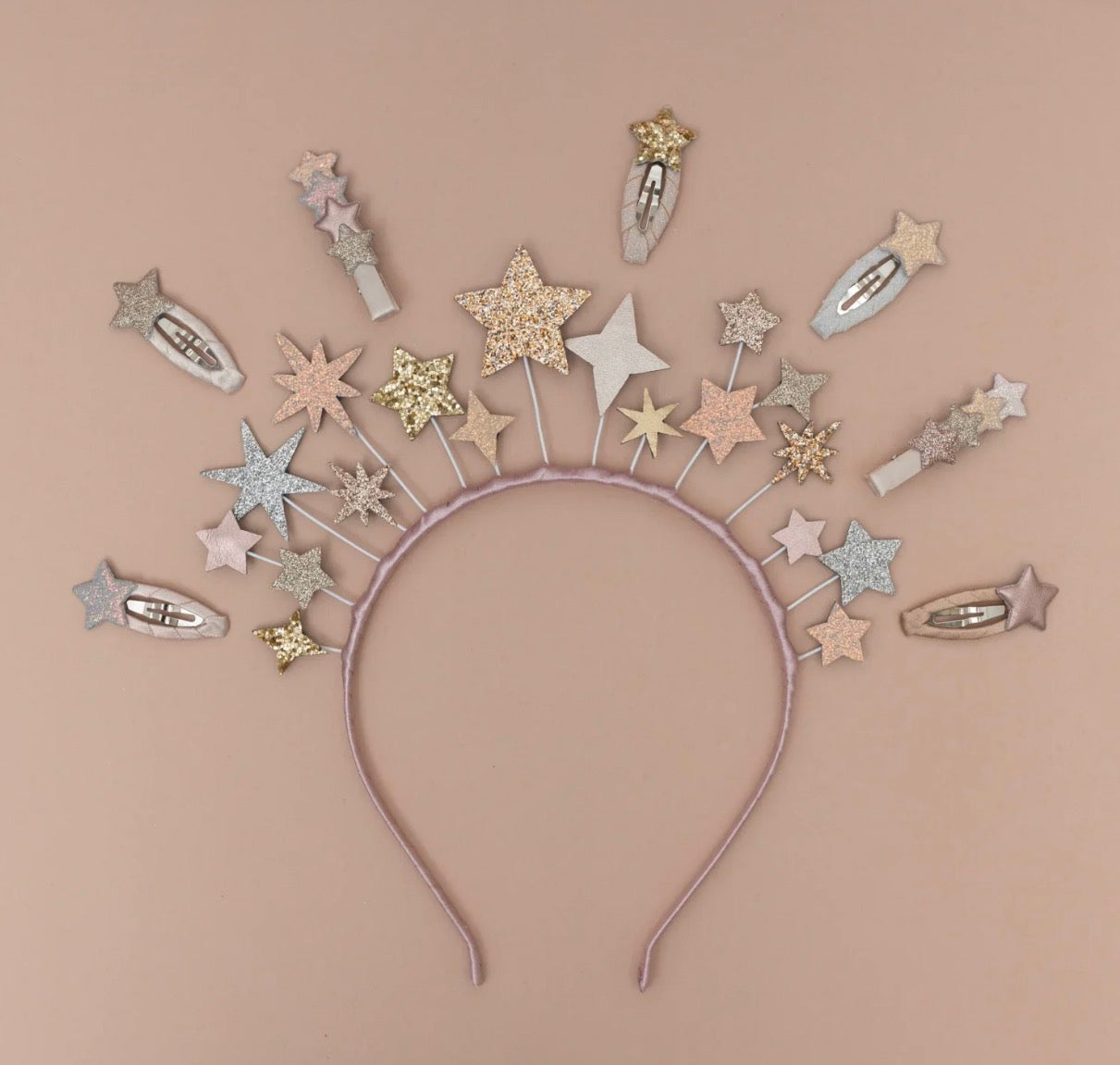 סט 2 סיכות לשיער כוכבים מנצנצים Layered Stars Hair Clips Mimi&Lula