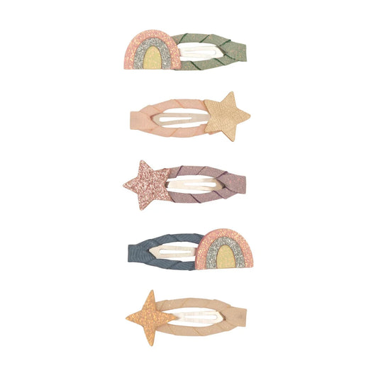 סט 5 סיכות קטנות לשיער כוכבים וקשתות Rainbow & Stars Mini Clips Mimi&Lula
