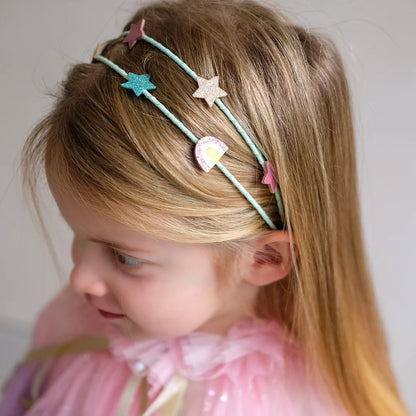 קשת שיער כפולה כוכבים וקשת בענן Rainbow and star double headband Mimi&Lula