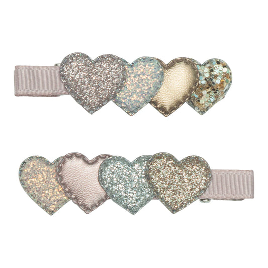 סט 2 סיכות שיער לבבות שכבות layered  heart hair clips Mimi&Lula