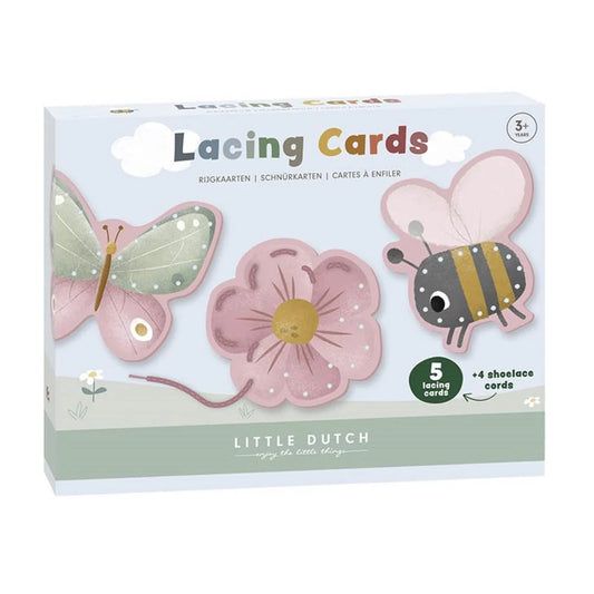 ערכת כרטיסי שרוך והשחלה|פרחים ופרפרים lacing cards Little Dutch
