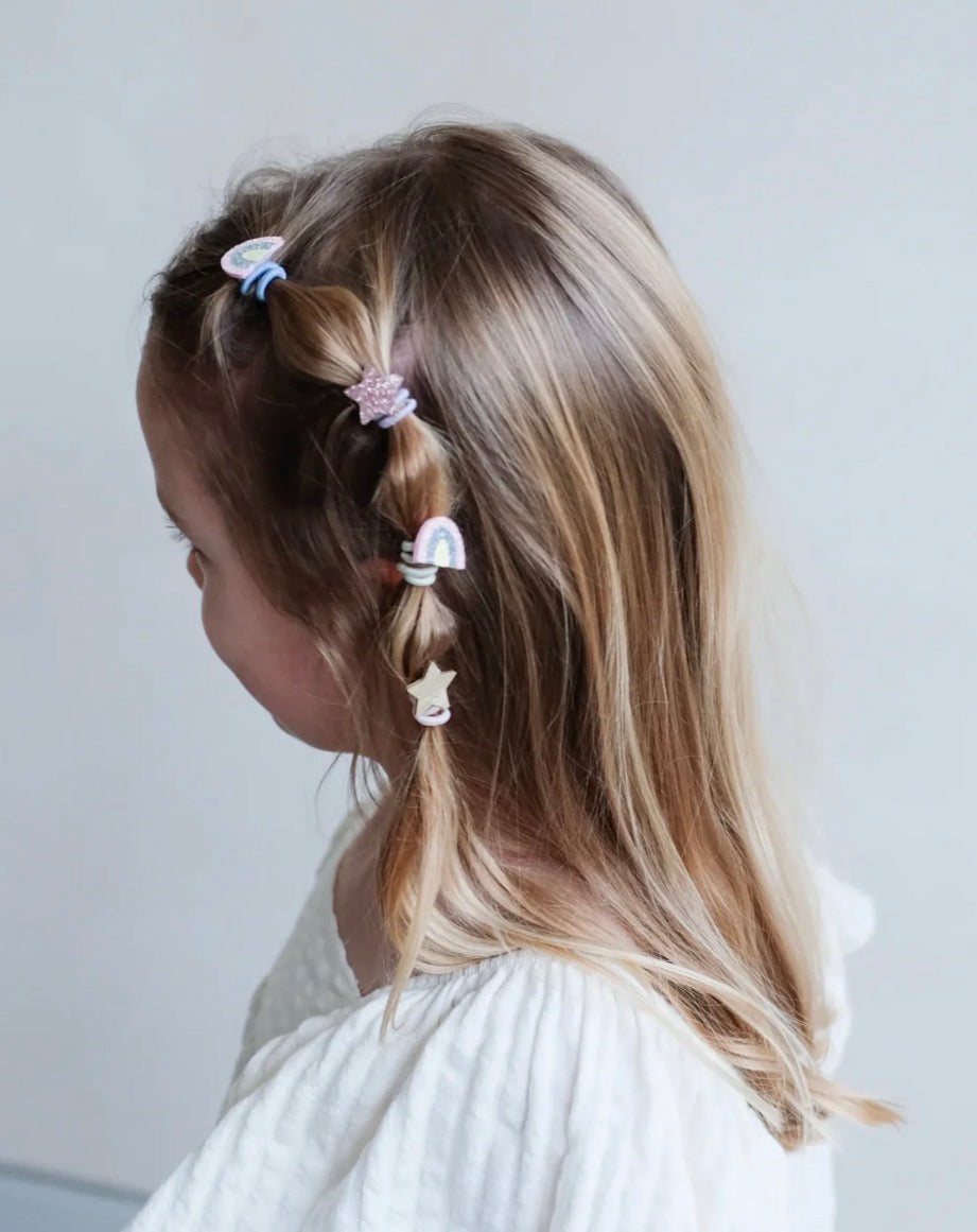 סט 8 גומיות קטנות כוכבים וקשתות rainbow&stars mini hair ponies Mimi&Lula